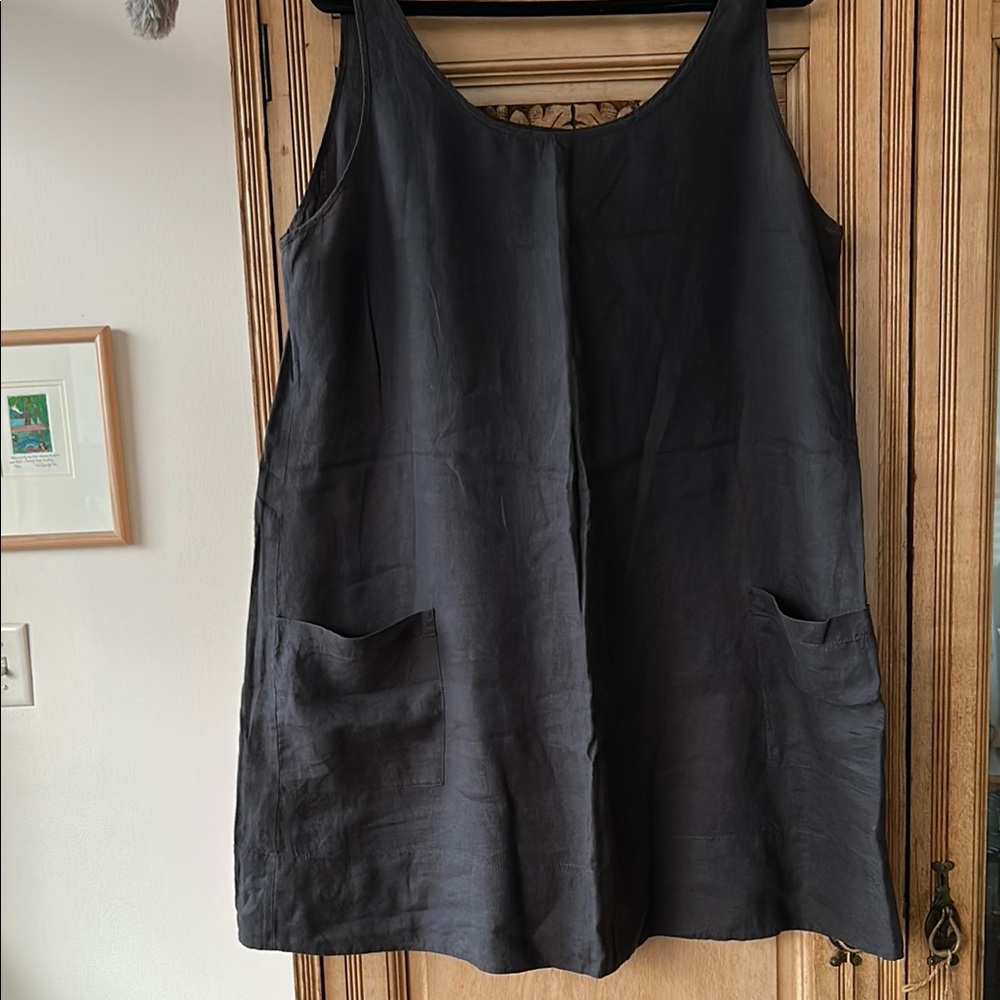 Eileen Fisher Grey Linen Sleeveless Dress